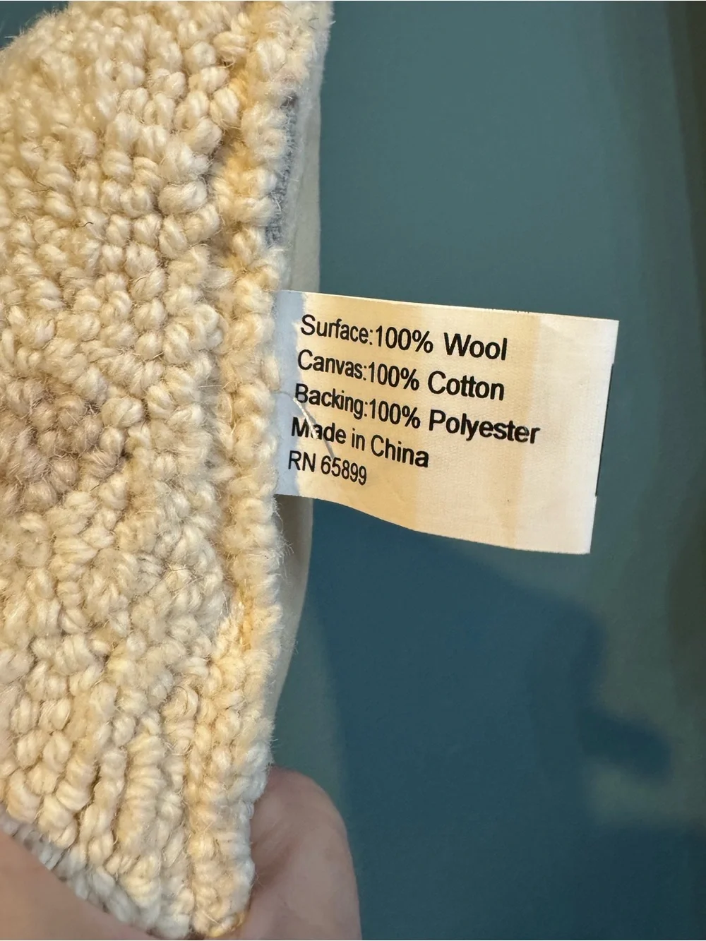 Mushroom Hooked Pillow - Cream with Purple, Brown, Red Accents